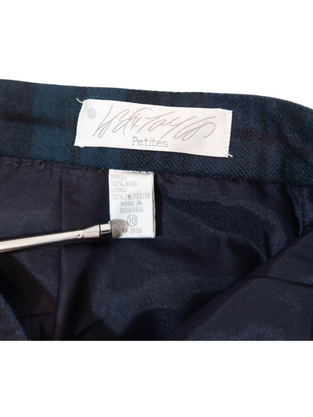 Vintage LORD & TAYLOR Tartan Plaid Pleated Wool Pencil Skirt 10P Preppy Academia - Picture 7 of 8